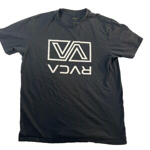 RVCA TShirt Mens L Black Big VA Box Logo Graphic Skate Surf Tee Streetwear